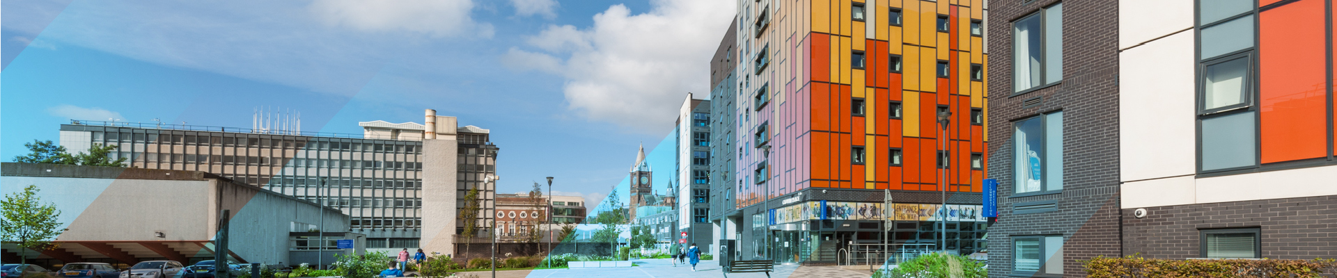 Street showing student accommodation buildings